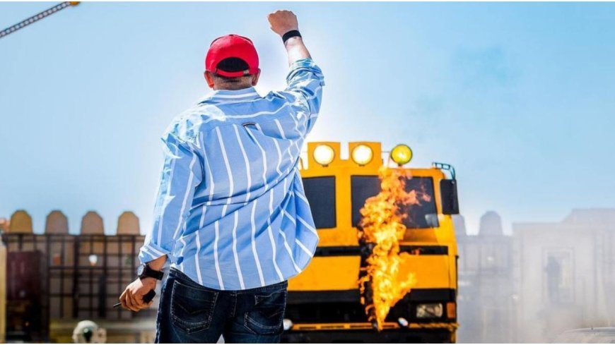 रोहित शेट्टी ने दिखाई 'सिंघम 3' की झलक, आग लगी गाड़ियों के बीच एक्शन सीन