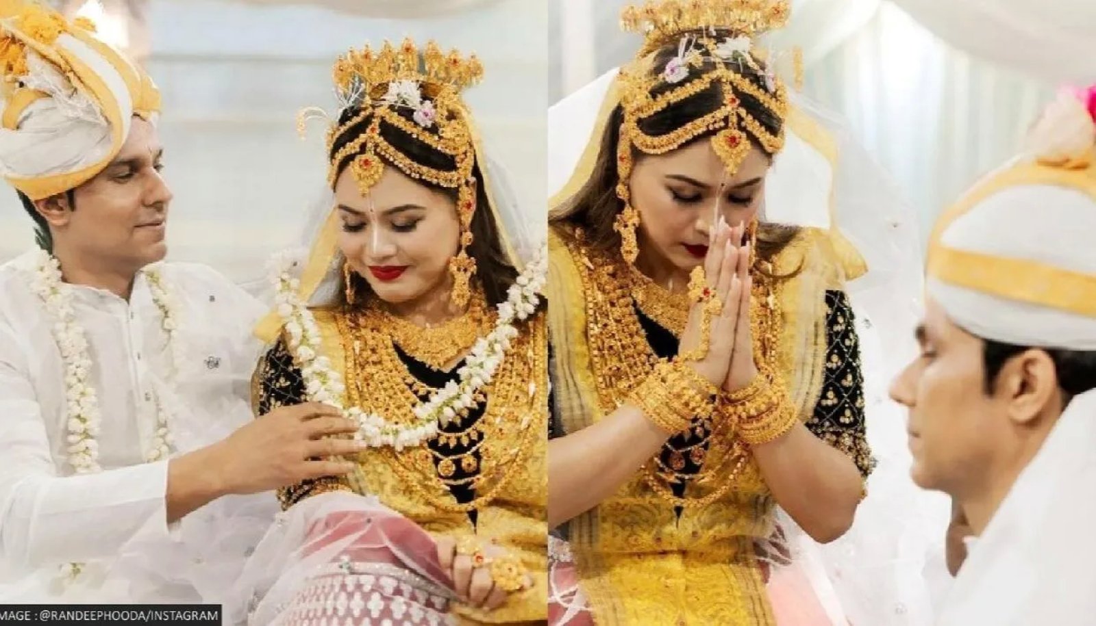 रणदीप हुड्डा ने शेयर की शादी की तस्वीरें, दुल्हन लिन ने पति को हाथ जोड़ प्रणाम किया