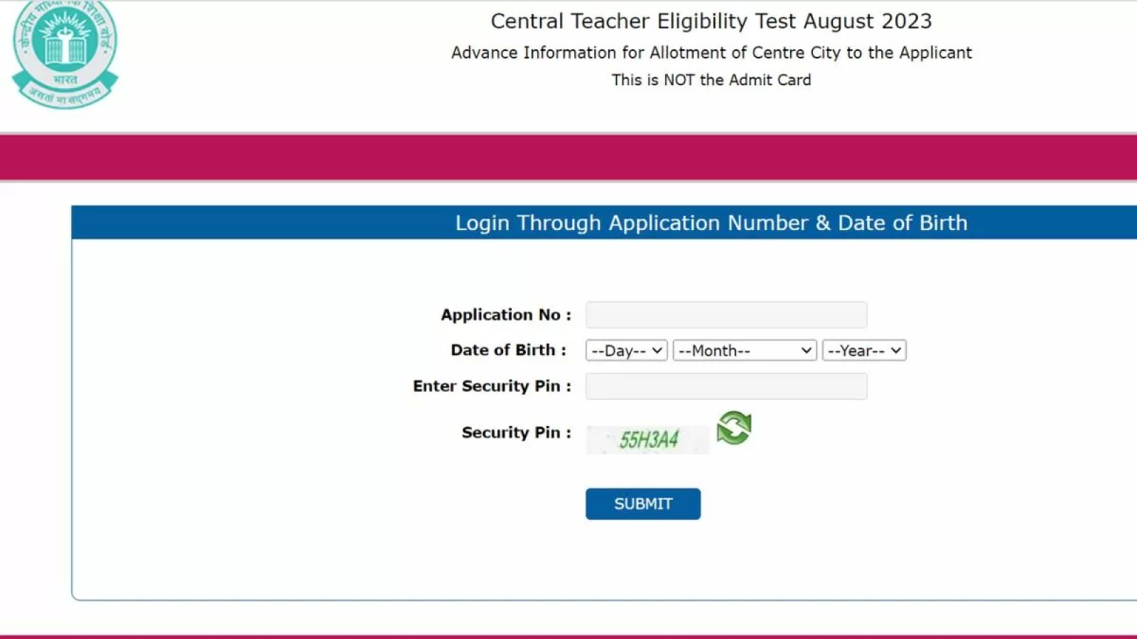 एडमिट कार्ड, परीक्षा सिटी स्लिप ctet.nic.in पर प्रतीक्षित है