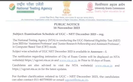 UGC NET 2023: यूजीसी नेट दिसंबर 2023 विषयवार परीक्षा कार्यक्रम जारी